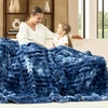 image:imageCozy Bliss Faux Fur Throw Blanket for Couch Cozy Warm Plush Striped Blanket for Sofa Bedroom Living Room 50  60 Inches Tiedye GreyTiedye Blue
