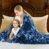 image:imageCozy Bliss Faux Fur Throw Blanket for Couch Cozy Warm Plush Striped Blanket for Sofa Bedroom Living Room 50  60 Inches Tiedye GreyTiedye Blue