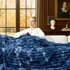 image:imageCozy Bliss Faux Fur Throw Blanket for Couch Cozy Warm Plush Striped Blanket for Sofa Bedroom Living Room 50  60 Inches Tiedye GreyTiedye Blue