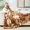 image:imageCozy Bliss Faux Fur Throw Blanket for Couch Cozy Warm Plush Striped Blanket for Sofa Bedroom Living Room 50  60 Inches Tiedye GreyTiedye Brown