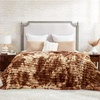 image:imageCozy Bliss Faux Fur Throw Blanket for Couch Cozy Warm Plush Striped Blanket for Sofa Bedroom Living Room 50  60 Inches Tiedye GreyTiedye Brown