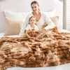 image:imageCozy Bliss Faux Fur Throw Blanket for Couch Cozy Warm Plush Striped Blanket for Sofa Bedroom Living Room 50  60 Inches Tiedye GreyTiedye Brown