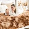 image:imageCozy Bliss Faux Fur Throw Blanket for Couch Cozy Warm Plush Striped Blanket for Sofa Bedroom Living Room 50  60 Inches Tiedye GreyTiedye Brown