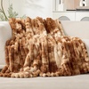 image:imageCozy Bliss Faux Fur Throw Blanket for Couch Cozy Warm Plush Striped Blanket for Sofa Bedroom Living Room 50  60 Inches Tiedye GreyTiedye Brown