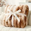 image:imageCozy Bliss Faux Fur Throw Blanket for Couch Cozy Warm Plush Striped Blanket for Sofa Bedroom Living Room 50  60 Inches Tiedye GreyTiedye Brown
