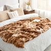 image:imageCozy Bliss Faux Fur Throw Blanket for Couch Cozy Warm Plush Striped Blanket for Sofa Bedroom Living Room 50  60 Inches Tiedye GreyTiedye Brown