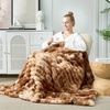 image:imageCozy Bliss Faux Fur Throw Blanket for Couch Cozy Warm Plush Striped Blanket for Sofa Bedroom Living Room 50  60 Inches Tiedye GreyTiedye Brown