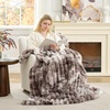 image:imageCozy Bliss Faux Fur Throw Blanket for Couch Cozy Warm Plush Striped Blanket for Sofa Bedroom Living Room 50  60 Inches Tiedye GreyTiedye Grey
