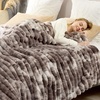 image:imageCozy Bliss Faux Fur Throw Blanket for Couch Cozy Warm Plush Striped Blanket for Sofa Bedroom Living Room 50  60 Inches Tiedye GreyTiedye Grey