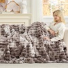 image:imageCozy Bliss Faux Fur Throw Blanket for Couch Cozy Warm Plush Striped Blanket for Sofa Bedroom Living Room 50  60 Inches Tiedye GreyTiedye Grey