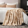 image:imageCozy Bliss Faux Fur Throw Blanket for Couch Cozy Warm Plush Striped Blanket for Sofa Bedroom Living Room 50  60 Inches Tiedye GreyTiedye Khaki