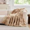 image:imageCozy Bliss Faux Fur Throw Blanket for Couch Cozy Warm Plush Striped Blanket for Sofa Bedroom Living Room 50  60 Inches Tiedye GreyTiedye Khaki