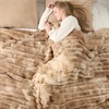 image:imageCozy Bliss Faux Fur Throw Blanket for Couch Cozy Warm Plush Striped Blanket for Sofa Bedroom Living Room 50  60 Inches Tiedye GreyTiedye Khaki
