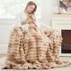image:imageCozy Bliss Faux Fur Throw Blanket for Couch Cozy Warm Plush Striped Blanket for Sofa Bedroom Living Room 50  60 Inches Tiedye GreyTiedye Khaki