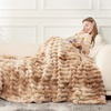 image:imageCozy Bliss Faux Fur Throw Blanket for Couch Cozy Warm Plush Striped Blanket for Sofa Bedroom Living Room 50  60 Inches Tiedye GreyTiedye Khaki