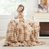 image:imageCozy Bliss Faux Fur Throw Blanket for Couch Cozy Warm Plush Striped Blanket for Sofa Bedroom Living Room 50  60 Inches Tiedye GreyTiedye Khaki