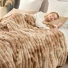 image:imageCozy Bliss Faux Fur Throw Blanket for Couch Cozy Warm Plush Striped Blanket for Sofa Bedroom Living Room 50  60 Inches Tiedye GreyTiedye Khaki