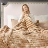 image:imageCozy Bliss Faux Fur Throw Blanket for Couch Cozy Warm Plush Striped Blanket for Sofa Bedroom Living Room 50  60 Inches Tiedye GreyTiedye Khaki
