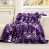 image:imageCozy Bliss Faux Fur Throw Blanket for Couch Cozy Warm Plush Striped Blanket for Sofa Bedroom Living Room 50  60 Inches Tiedye GreyTiedye Purple