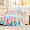 image:imageCozy Bliss Faux Fur Throw Blanket for Couch Cozy Warm Plush Striped Blanket for Sofa Bedroom Living Room 50  60 Inches Tiedye GreyTiedye Rainbow
