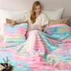 image:imageCozy Bliss Faux Fur Throw Blanket for Couch Cozy Warm Plush Striped Blanket for Sofa Bedroom Living Room 50  60 Inches Tiedye GreyTiedye Rainbow