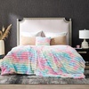 image:imageCozy Bliss Faux Fur Throw Blanket for Couch Cozy Warm Plush Striped Blanket for Sofa Bedroom Living Room 50  60 Inches Tiedye GreyTiedye Rainbow
