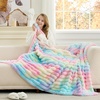 image:imageCozy Bliss Faux Fur Throw Blanket for Couch Cozy Warm Plush Striped Blanket for Sofa Bedroom Living Room 50  60 Inches Tiedye GreyTiedye Rainbow