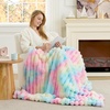image:imageCozy Bliss Faux Fur Throw Blanket for Couch Cozy Warm Plush Striped Blanket for Sofa Bedroom Living Room 50  60 Inches Tiedye GreyTiedye Rainbow