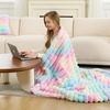 image:imageCozy Bliss Faux Fur Throw Blanket for Couch Cozy Warm Plush Striped Blanket for Sofa Bedroom Living Room 50  60 Inches Tiedye GreyTiedye Rainbow