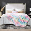 image:imageCozy Bliss Faux Fur Throw Blanket for Couch Cozy Warm Plush Striped Blanket for Sofa Bedroom Living Room 50  60 Inches Tiedye GreyTiedye Rainbow