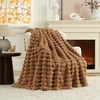 image:imageCozy Bliss Faux Fur Throw Blanket for Couch Cozy Warm Plush Striped Blanket for Sofa Bedroom Living Room 50  60 Inches Tiedye GreyToasty Brown