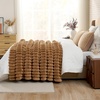 image:imageCozy Bliss Faux Fur Throw Blanket for Couch Cozy Warm Plush Striped Blanket for Sofa Bedroom Living Room 50  60 Inches Tiedye GreyToasty Brown