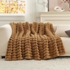 image:imageCozy Bliss Faux Fur Throw Blanket for Couch Cozy Warm Plush Striped Blanket for Sofa Bedroom Living Room 50  60 Inches Tiedye GreyToasty Brown