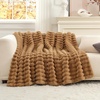 image:imageCozy Bliss Faux Fur Throw Blanket for Couch Cozy Warm Plush Striped Blanket for Sofa Bedroom Living Room 50  60 Inches Tiedye GreyToasty Brown