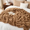 image:imageCozy Bliss Faux Fur Throw Blanket for Couch Cozy Warm Plush Striped Blanket for Sofa Bedroom Living Room 50  60 Inches Tiedye GreyToasty Brown