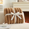 image:imageCozy Bliss Faux Fur Throw Blanket for Couch Cozy Warm Plush Striped Blanket for Sofa Bedroom Living Room 50  60 Inches Tiedye GreyToasty Brown