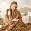 image:imageCozy Bliss Faux Fur Throw Blanket for Couch Cozy Warm Plush Striped Blanket for Sofa Bedroom Living Room 50  60 Inches Tiedye GreyToasty Brown