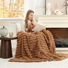 image:imageCozy Bliss Faux Fur Throw Blanket for Couch Cozy Warm Plush Striped Blanket for Sofa Bedroom Living Room 50  60 Inches Tiedye GreyToasty Brown