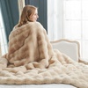 image:imageCozy Bliss Faux Fur Throw Blanket for Couch Fuzzy Soft Plush Thick Bubble Blanket for Sofa Bedroom Living Room 50  60 Inches BeigeBeige