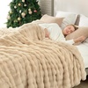 image:imageCozy Bliss Faux Fur Throw Blanket for Couch Fuzzy Soft Plush Thick Bubble Blanket for Sofa Bedroom Living Room 50  60 Inches BeigeBeige