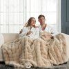 image:imageCozy Bliss Faux Fur Throw Blanket for Couch Fuzzy Soft Plush Thick Bubble Blanket for Sofa Bedroom Living Room 50  60 Inches BeigeBeige