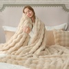 image:imageCozy Bliss Faux Fur Throw Blanket for Couch Fuzzy Soft Plush Thick Bubble Blanket for Sofa Bedroom Living Room 50  60 Inches BeigeBeige
