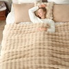 image:imageCozy Bliss Faux Fur Throw Blanket for Couch Fuzzy Soft Plush Thick Bubble Blanket for Sofa Bedroom Living Room 50  60 Inches BeigeBeige