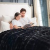 image:imageCozy Bliss Faux Fur Throw Blanket for Couch Fuzzy Soft Plush Thick Bubble Blanket for Sofa Bedroom Living Room 50  60 Inches BeigeBlack