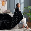 image:imageCozy Bliss Faux Fur Throw Blanket for Couch Fuzzy Soft Plush Thick Bubble Blanket for Sofa Bedroom Living Room 50  60 Inches BeigeBlack
