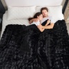 image:imageCozy Bliss Faux Fur Throw Blanket for Couch Fuzzy Soft Plush Thick Bubble Blanket for Sofa Bedroom Living Room 50  60 Inches BeigeBlack