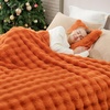 image:imageCozy Bliss Faux Fur Throw Blanket for Couch Fuzzy Soft Plush Thick Bubble Blanket for Sofa Bedroom Living Room 50  60 Inches BeigeBurnt Orange