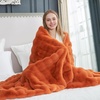image:imageCozy Bliss Faux Fur Throw Blanket for Couch Fuzzy Soft Plush Thick Bubble Blanket for Sofa Bedroom Living Room 50  60 Inches BeigeBurnt Orange