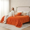 image:imageCozy Bliss Faux Fur Throw Blanket for Couch Fuzzy Soft Plush Thick Bubble Blanket for Sofa Bedroom Living Room 50  60 Inches BeigeBurnt Orange