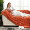image:imageCozy Bliss Faux Fur Throw Blanket for Couch Fuzzy Soft Plush Thick Bubble Blanket for Sofa Bedroom Living Room 50  60 Inches BeigeBurnt Orange